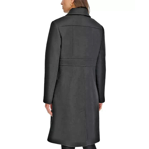 Tommy Hilfiger Women's Sz Large Single Breasted Coat Black Gold Buttons $315 - Picture 4 of 11